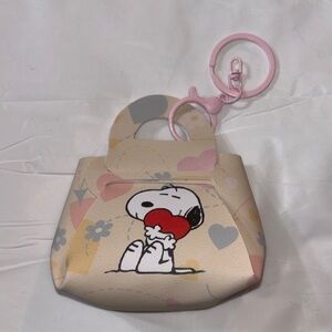 Snoopy Heart Beige Mini Bag Keychain/Bag Charm